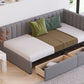 Upholstered Daybed with 2 Storage Drawers Twin Size Sofa Bed Frame No Box Spring Needed, Linen Fabric (Gray) - SolidRoot Buy Furniture USA