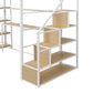 Twin Size Metal Loft bed with Staircase, Built-in Desk and Storage Shelves, White - SolidRoot Buy Furniture USA