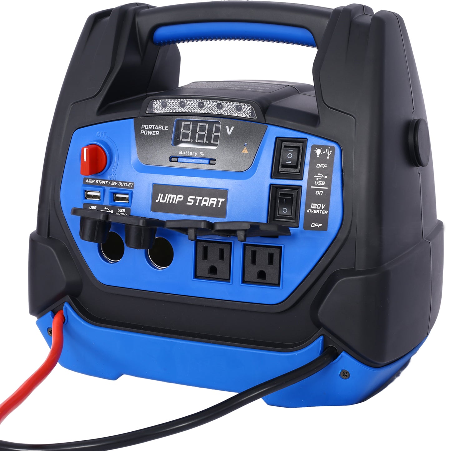 Rechargeable  Jump Starter for Gas Diesel Vehicles - 1800 Amps with Air Compressor and AC, 12V DC, USB Power Station