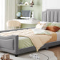 Twin Size Upholstered Daybed with Classic Stripe Shaped  Headboard, Gray - SolidRoot Buy Furniture USA