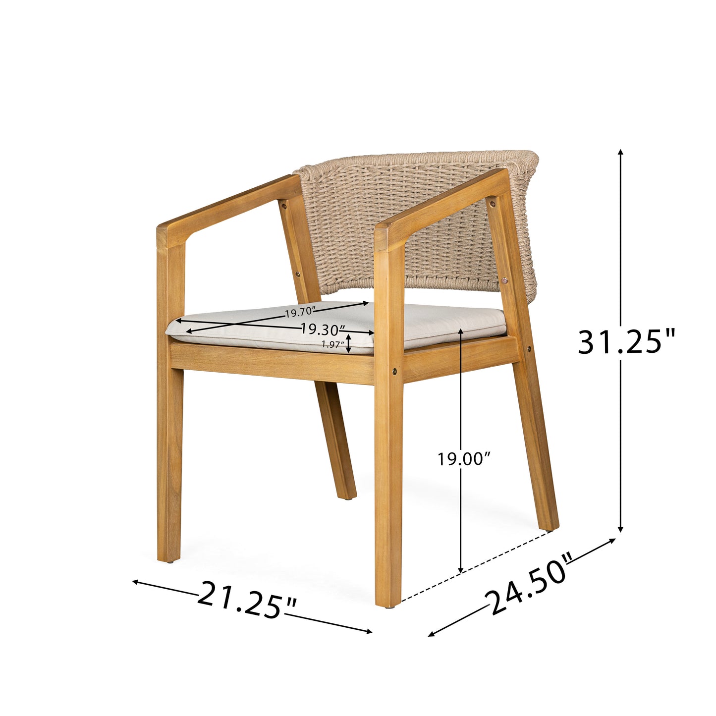 Acacia Wood Outdoor Dining Set of 5, Patio Dining Furniture Set with 1 Table 2 Benches 2 Chairs, Teak and  Beige