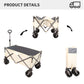 Folding Wagon, Heavy Duty Utility Beach Wagon Cart for Sand with Big Wheels, Adjustable Handle&Drink Holders for Shopping, Camping,Garden and Outdoor Livingsource