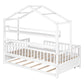 Wooden Twin Size House Bed with Trundle,Kids Bed with Shelf, White - SolidRoot Buy Furniture USA