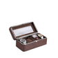 8" Long Tempered Glass and Leather 4-Slot Watch Display Case, Brown - SolidRoot Buy Furniture USA