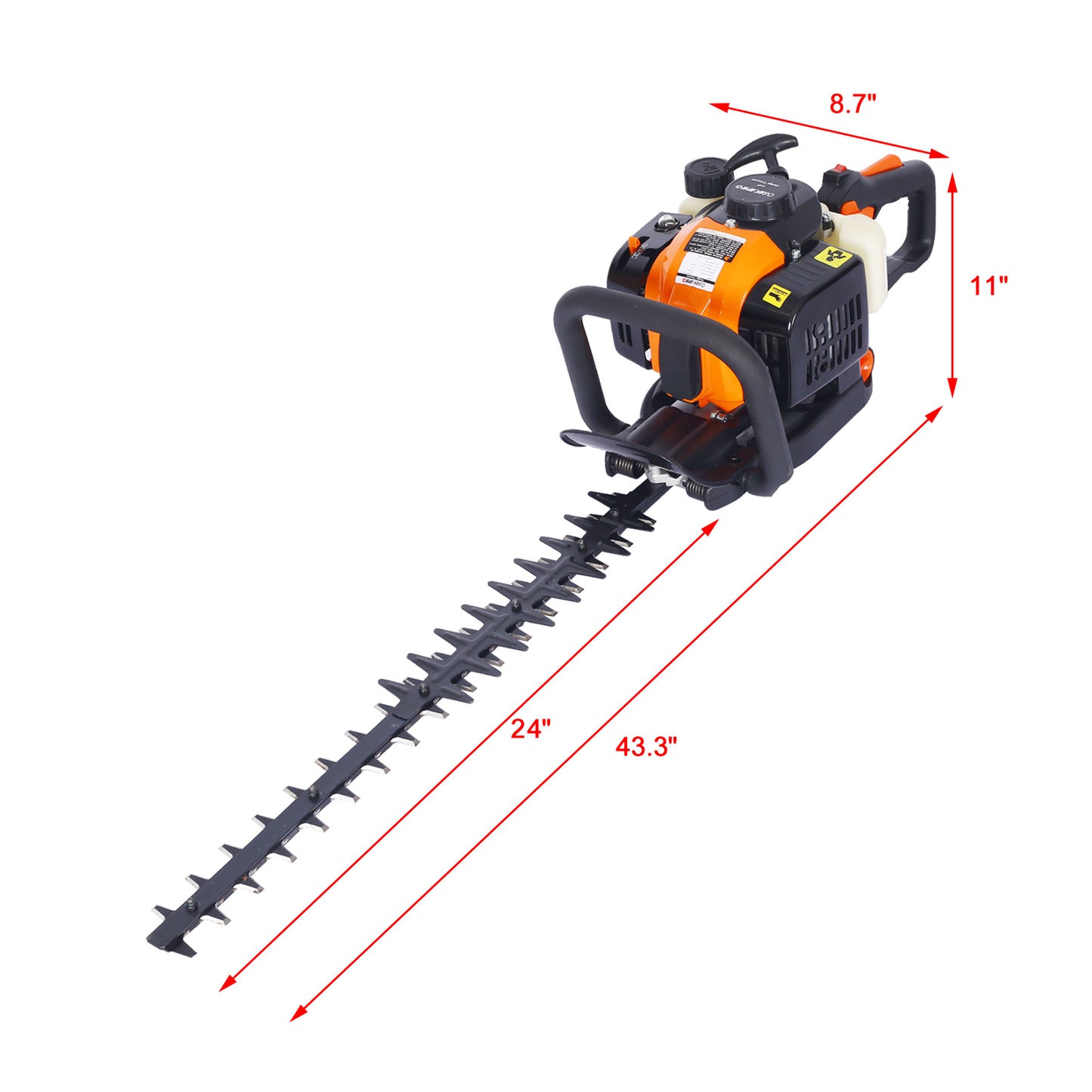 26cc 2 cycle gas powered hedge trimmer , double sided blade  24",recoil gasoline trim blade