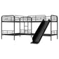 Twin Size L-Shaped Bunk Bed with Slide and Ladder, Black(OLD SKU:GX000615AAB) - SolidRoot Buy Furniture USA