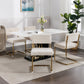 A&A Furniture,Modern Dining Chairs with Corduroy Fabric,Gold Metal Base, Accent Armless Kitchen Chairs with Channel Tufting,  Side Chairs, Set of 2, Beige Livingsource