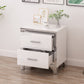 Elegant High Gloss Nightstand with Metal Handle,Mirrored Bedside Table with 2 Drawers for Bedroom,Living Room,White Livingsource