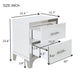 Elegant High Gloss Nightstand with Metal Handle,Mirrored Bedside Table with 2 Drawers for Bedroom,Living Room,White Livingsource