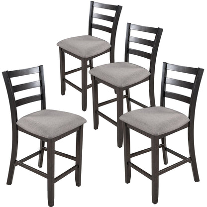 TREXM Set of 4 Wooden Counter Height Dining Chair with Padded Chairs, Espresso SolidRoot Buy Furniture USA