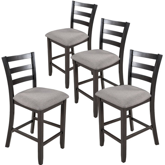 TREXM Set of 4 Wooden Counter Height Dining Chair with Padded Chairs, Espresso SolidRoot Buy Furniture USA