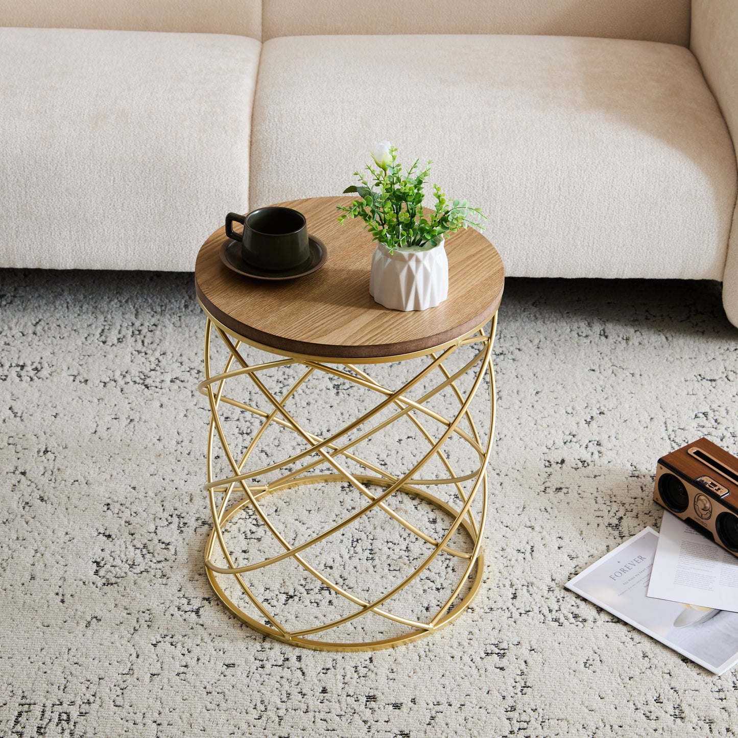 Golden Side table [MDF TOP+ METAL FRAME]