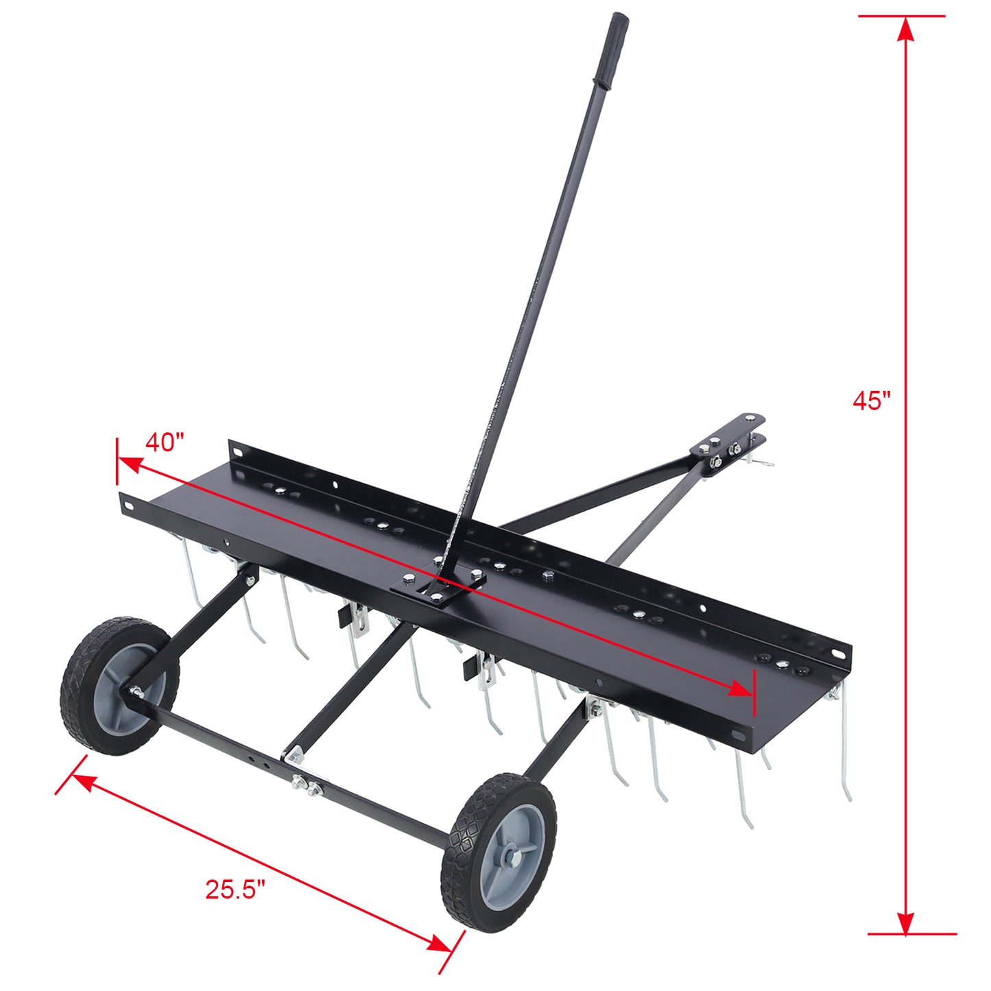 40-Inch Lawn Sweeper Tow Behind Dethatcher, Landscape Rake, Lawn Tractor Rake, Tine Tow Dethatcher Pull Behind Mower, Riding Lawn Mower Attachments for Outdoor Yard Tools Lawn Care