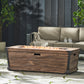 Outdoor Patio Concrete Fire table, Rectangle Gas Burning 56-Inch Fire Pit - 50,000 BTU, Wood Pattern Fire Table, Brown (Tank Cover not Included) - SolidRoot Buy Furniture USA