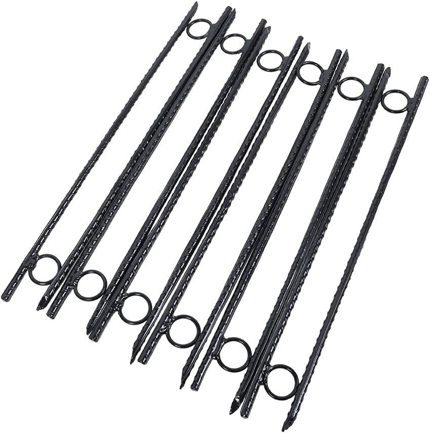 Rebar stake with loop 12pcs Grip Rebar 3/8x 18 Inch Steel Durable Heavy Duty Tent Canopy Ground Stakes with Angled Ends and 1 Inch Loops for Campsites and Canopies