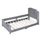 Twin Size Upholstered Daybed with Classic Stripe Shaped  Headboard, Gray - SolidRoot Buy Furniture USA