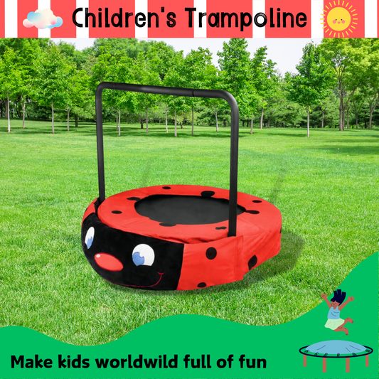 XTP003 Assembled children's trampoline happy expression outdoor and indoor dual-use ladybug black and red foldable iron tube for kids age 3 - 7 Livingsource