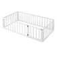 Twin Size Wood Floor Bed Frame with Fence and Door, White(OLD SKU :WF289661AAK) - SolidRoot Buy Furniture USA