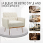 COOLMORE  Armchair Single Sofa Modern Tufted Upholstered Side Reading Chairs with Arm and Gold Metal Leg for Living Room Bedroom (White teddy ) Livingsource