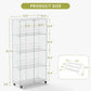 4 Tier Glass Display Cabinet, Double Door Glass Cabinet with Two Locks, Floor Standing Storage Cabinet with 6 Acrylic Shelves for Living Room, Bedroom and Office, White, 31.5"L x 14.2"W x 65.1"H Livingsource