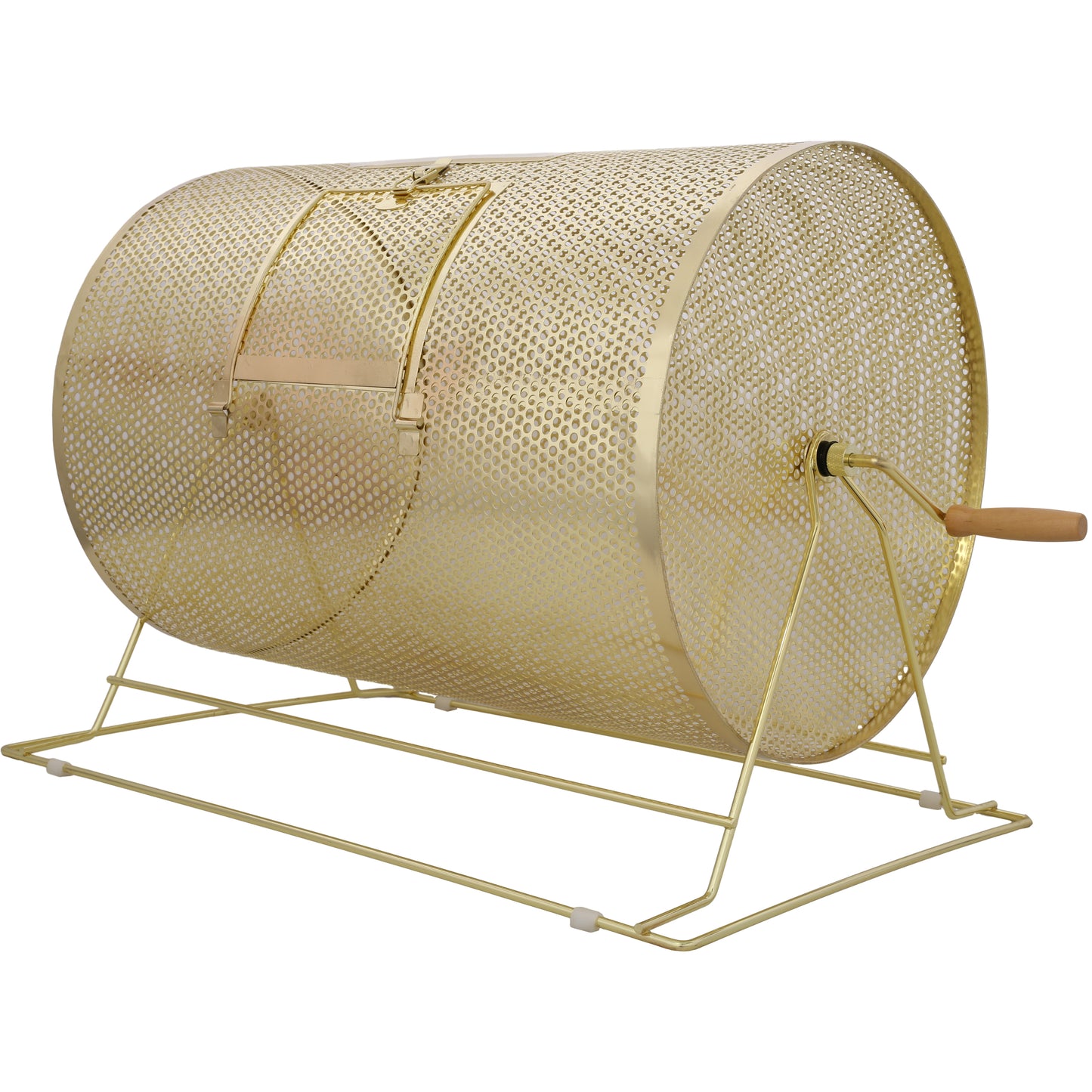 Raffle Drum,Holds 10000 Tickets or 300 Ping Pong Balls, Metal Lottery Spinning Drawing with Wooden Turning Handle, 14.8 x Ø21.26 inch Brass Plated Raffle Ticket Spinning Cage, for Bingo Ballot