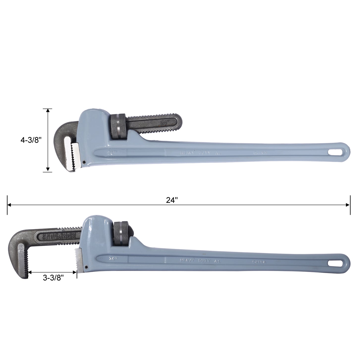 4PCS Aluminium Pipe Wrench Adjustable Jaw Plumbing Pipe Wrench (10" 14" 18" 24" inch) Pipe Wrench Set