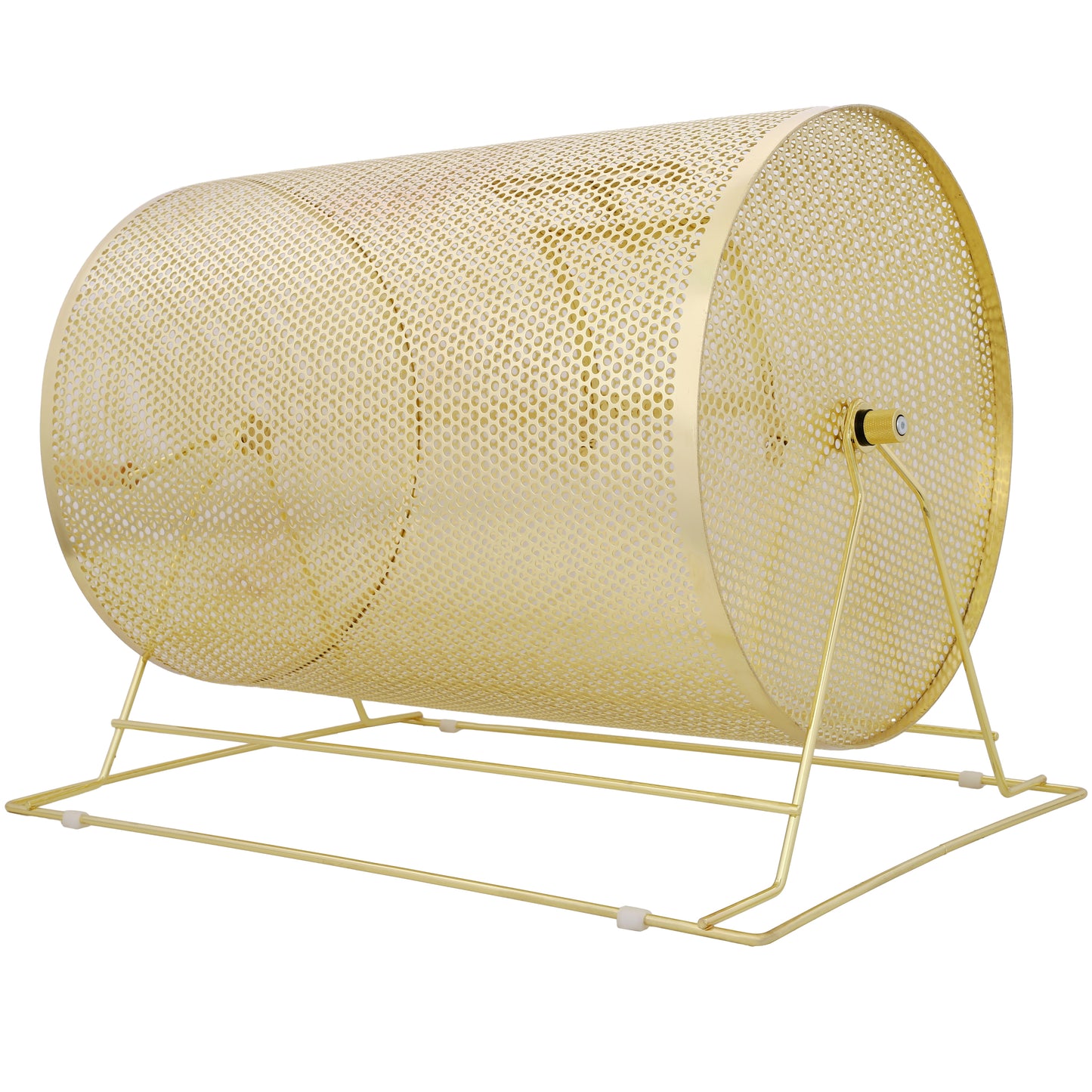 Raffle Drum,Holds 10000 Tickets or 300 Ping Pong Balls, Metal Lottery Spinning Drawing with Wooden Turning Handle, 14.8 x Ø21.26 inch Brass Plated Raffle Ticket Spinning Cage, for Bingo Ballot