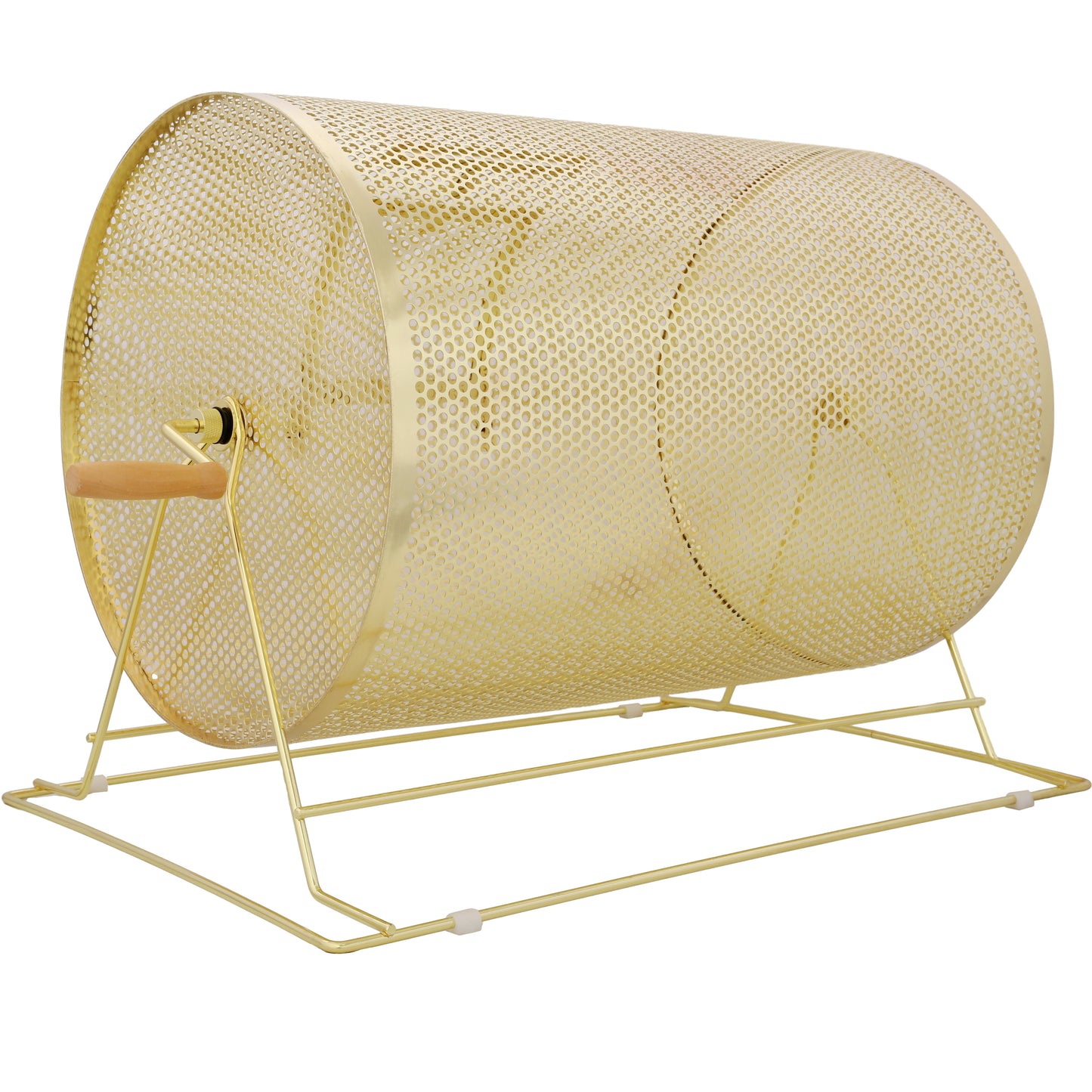 Raffle Drum,Holds 10000 Tickets or 300 Ping Pong Balls, Metal Lottery Spinning Drawing with Wooden Turning Handle, 14.8 x Ø21.26 inch Brass Plated Raffle Ticket Spinning Cage, for Bingo Ballot