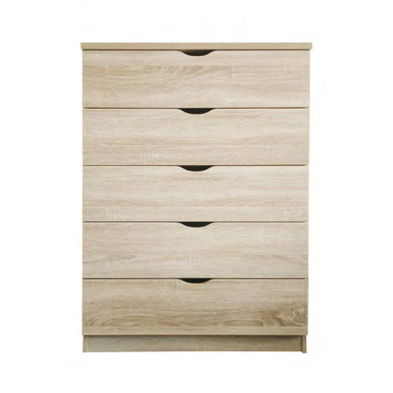 Functional 5 Drawer Chest in Light Oak Finish