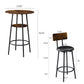 Three-piece round dining table, two-level small dining table with storage, bar table, two upholstered bar chairs with backrest, suitable for restaurants, cafes, bars. Livingsource