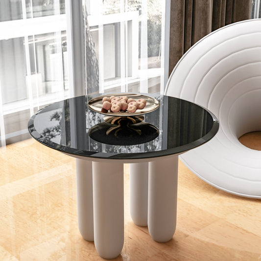 24' Inch Round Tempered Glass Table Top black Glass 1/2' Inch Thick Beveled Polished Edge SolidRoot Buy Furniture USA