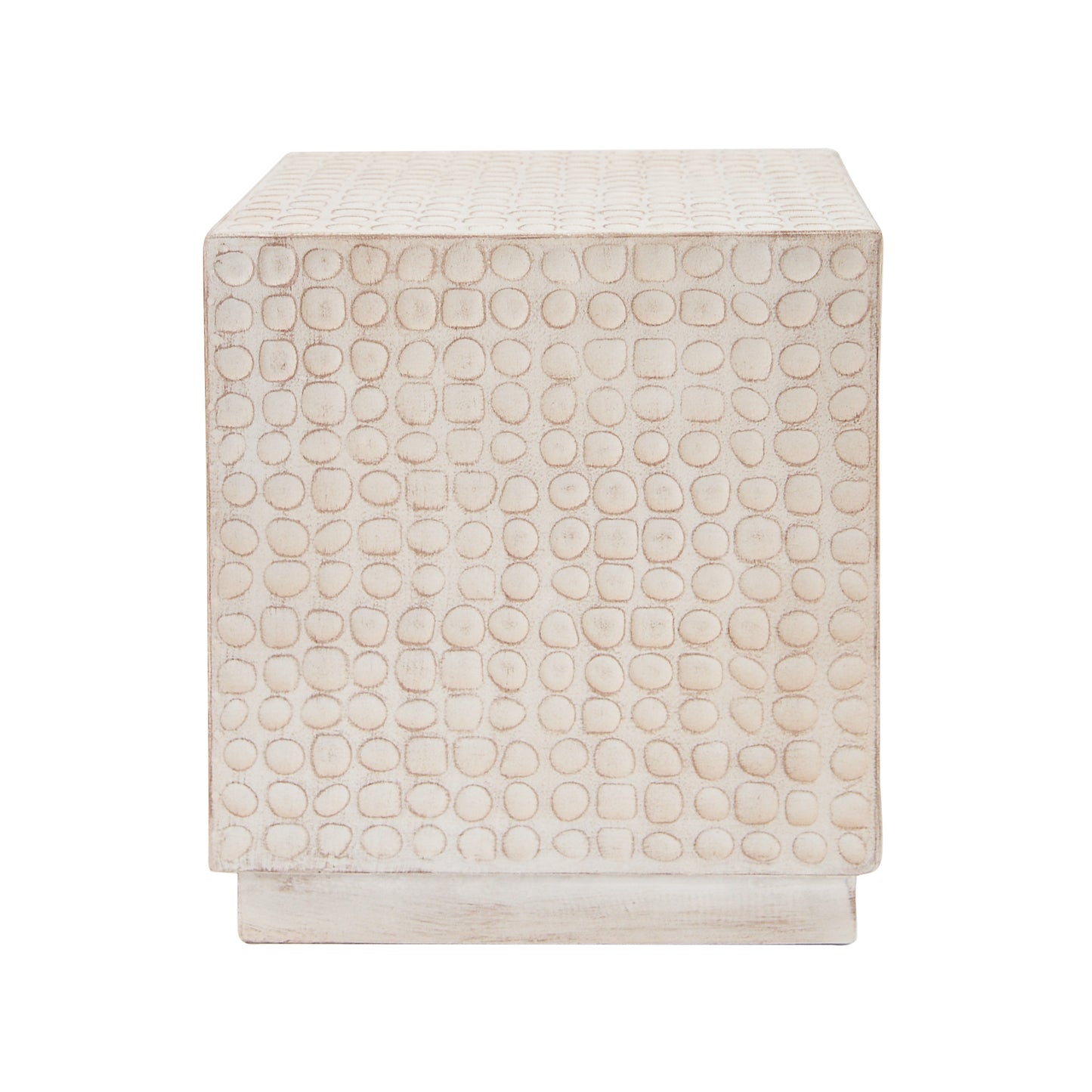 Chic Modern MGO Cube Side Table with Fluted Design in Antique Brown, 15x15x17 inches SolidRoot Buy Furniture USA