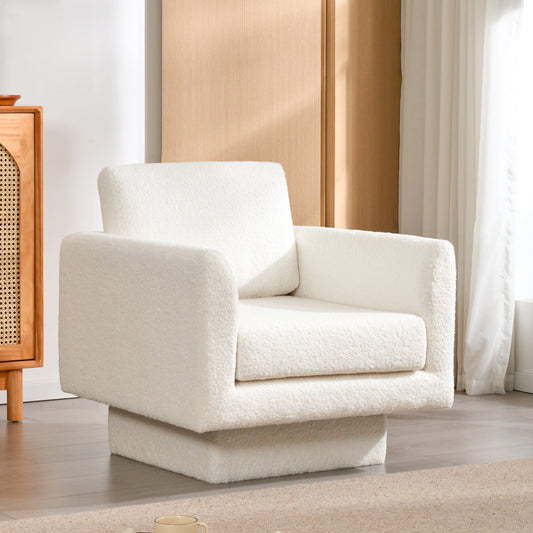 360° Modern Swivel Accent Chair,30" W Teddy Sherpa Round Armchair,Thick Padded Single Lounge Sofa,Upholstered Comfy Barrel Chair,Reading Club Chair for Living Room,Nursery,Bedroom,4 Colors Livingsource
