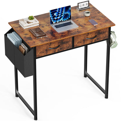 Computer Desk Small Home Office Bedroom Writing Study PC Table with Storage Space Fabric Side Bag Headphone Hook Livingsource