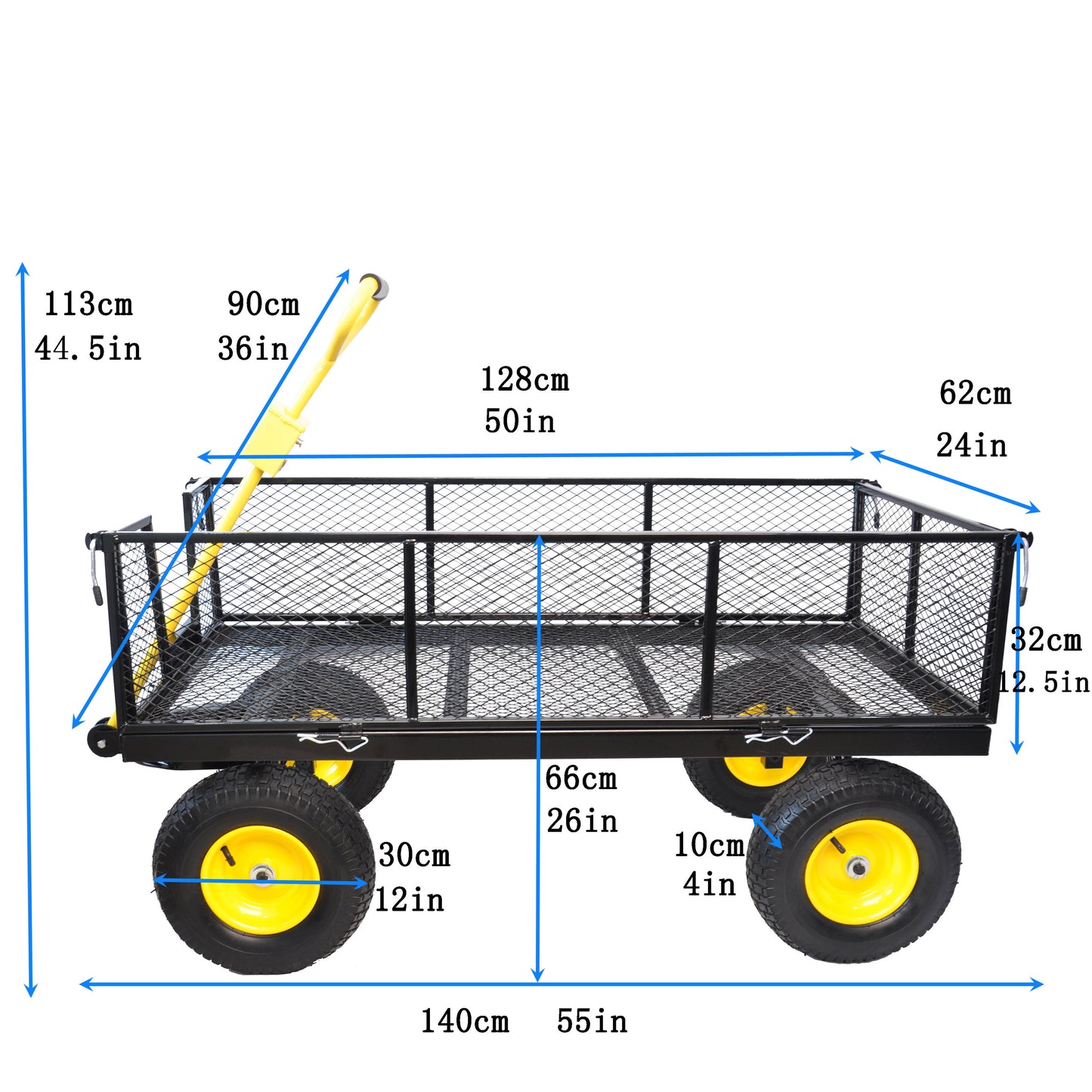 BIG  Wagon Cart Garden cart trucks make it easier to transport firewood Yellow+Black Maximum static load is 880 lbs.