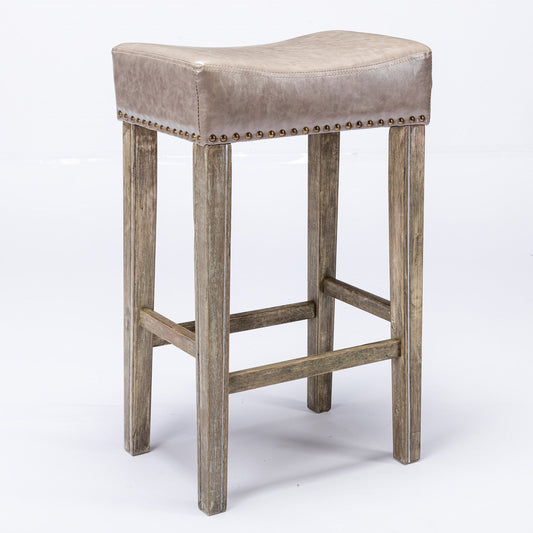 A&A Furniture,Counter Height 29" Bar Stools for Kitchen Counter Backless Faux Leather Stools Farmhouse Island Chairs (29 Inch, Gray, Set of 2) Livingsource