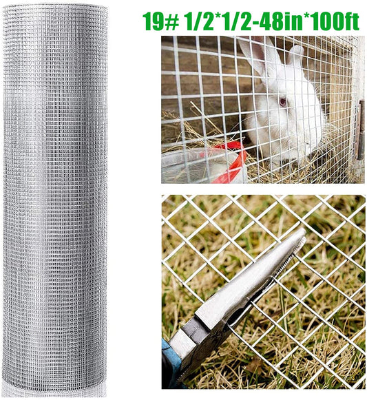 48inx100ft 1/2 in 19 Gauge Hardware Cloth Welded Cage Wire Chicken Fence mesh Rolls Square Chicken Wire Netting Raised Garden Rabbit Fence Snake Fencing Rodent Animals SolidRoot Buy Furniture USA