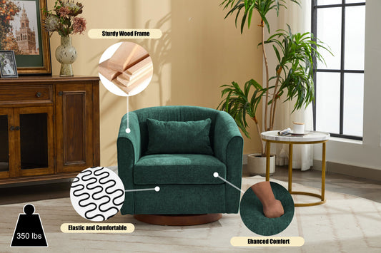 Swivel Accent Chair for Living Room, Sofa Chairs with Wood Base Side,  Comfy Swivel Accent Chair with Wide Upholstered, for Living Room Livingsource