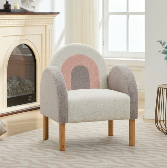 Accent Chair Sofa, Toddler Fabric with Solid Wooden Frame,Rainbow Design Livingsource