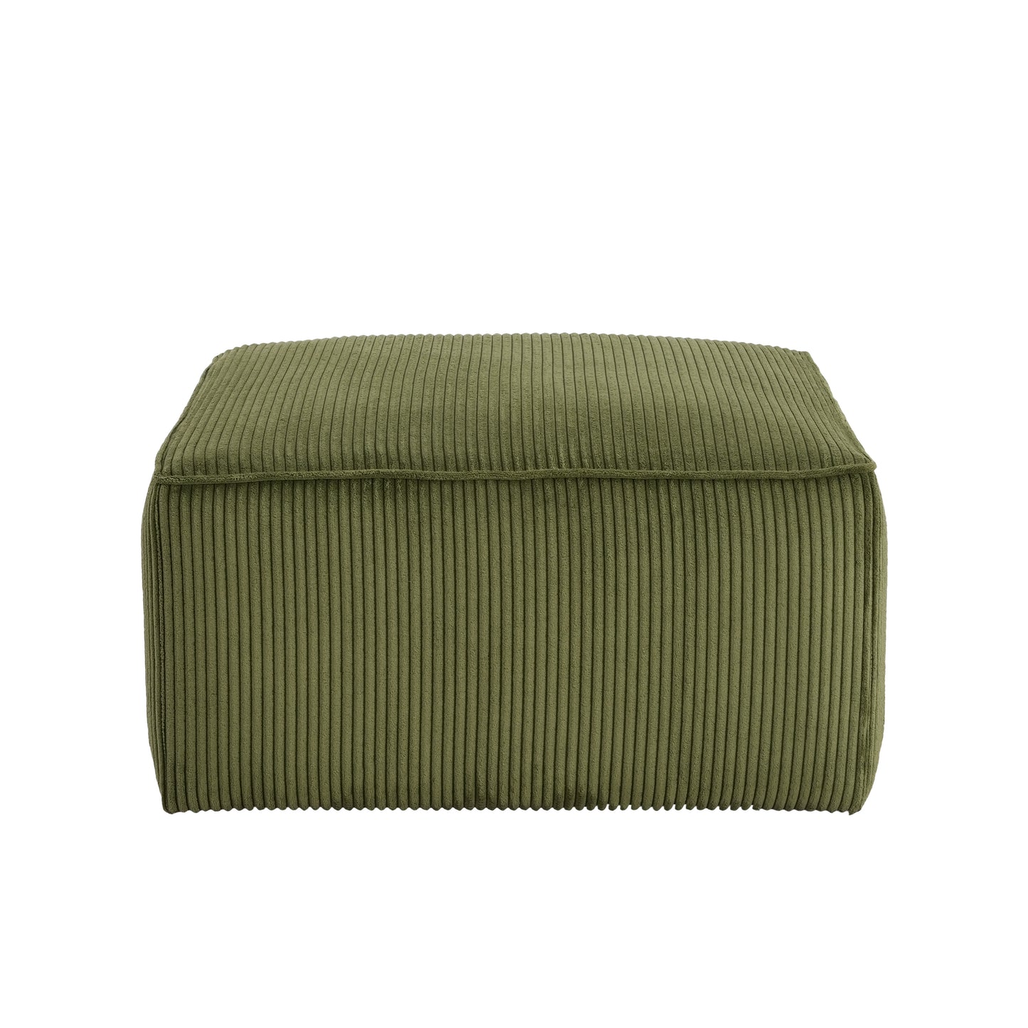 ISABELLA Square Ottoman, Olive Green, Corduroy