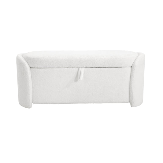 STORAGE OTTOMAN, Beige, Boucle Livingsource