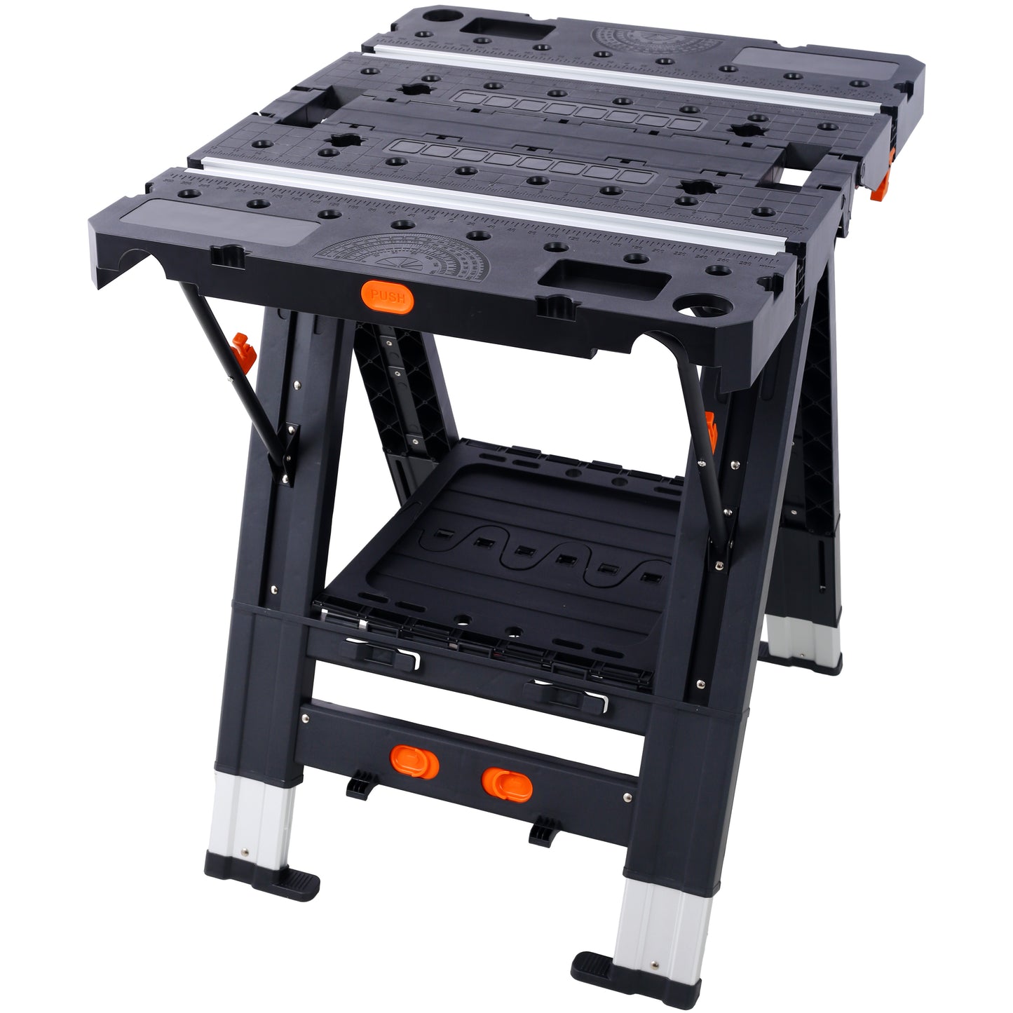 Portable Folding Work Table, 2-in-1 as Sawhorse & Workbench,  Large Load Capacity with 2pcs Clamps