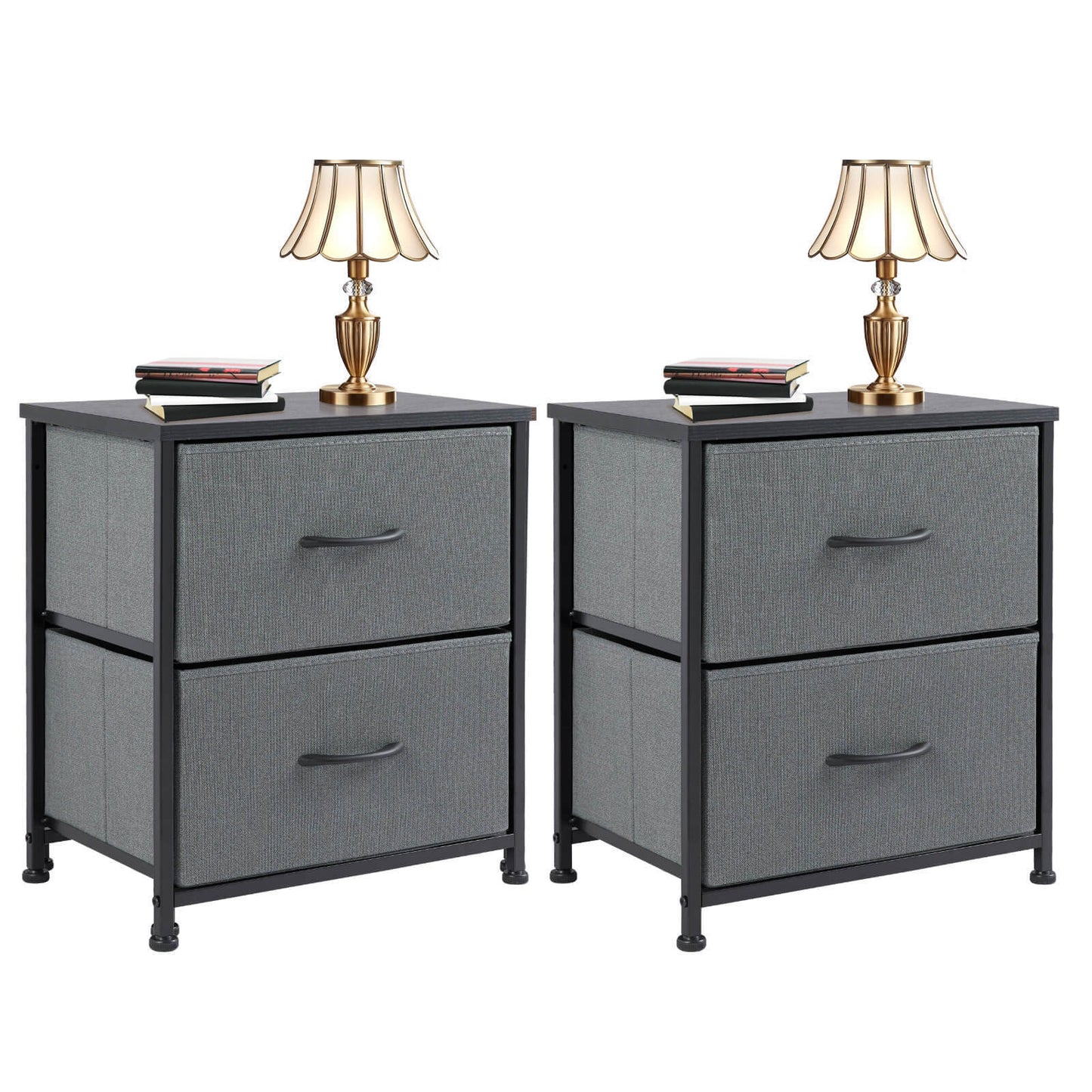 Drawers Dresser Chest of Drawers,Metal Frame and Wood Top,2bc,Gray