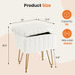 Vanity Stool Chair with Storage, Ottoman Faux Fur Soft Padded Makeup Footstools Seat with 4 Metal Legs Anti-Slip Adjustable Feet Modern,white - SolidRoot Buy Furniture USA