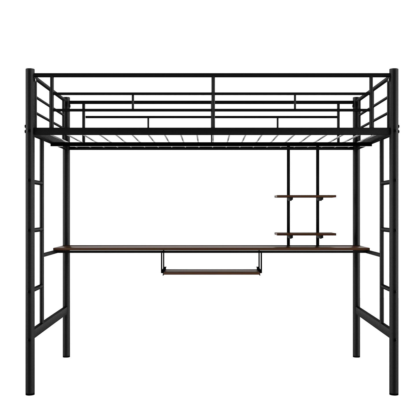 Loft Bed with Desk and Shelf , Space Saving Design,Full,Black(OLD SKU:MF199506AAB)