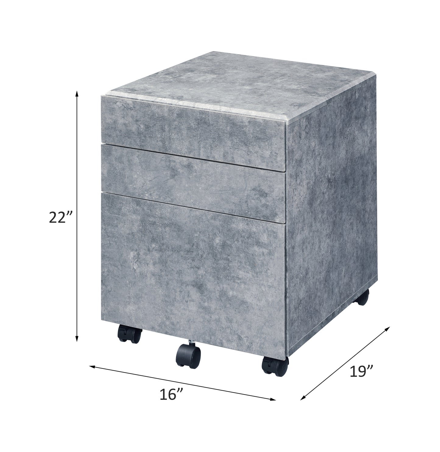 Jurgen Faux Concrete & Silver Finish File Cabinet