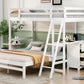 Twin over Full Bunk Bed with Built-in Desk and Three Drawers,White - SolidRoot Buy Furniture USA