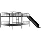 Twin Size L-Shaped Bunk Bed with Slide and Ladder, Black(OLD SKU:GX000615AAB) - SolidRoot Buy Furniture USA