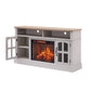 58" Fireplace TV Stand, Entertainment Center with 23" Electric Fireplace, TV Table for TVs up to 70 Inch, Media Console Cabinet with Storage and Glass Doors for Living Room Livingsource