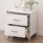 Elegant High Gloss Nightstand with Metal Handle,Mirrored Bedside Table with 2 Drawers for Bedroom,Living Room,White Livingsource